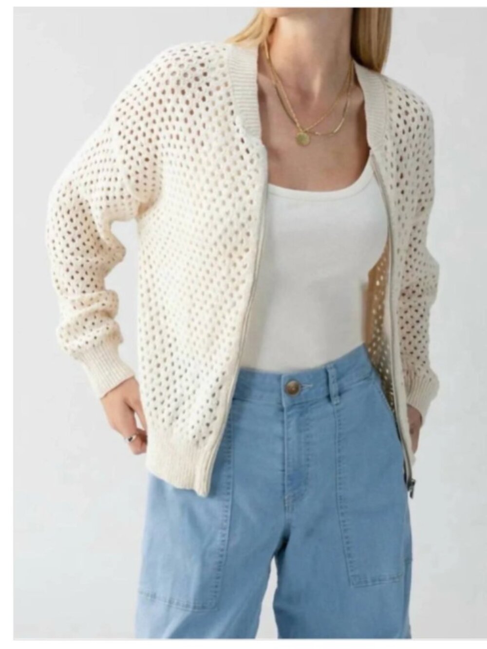 SANCTUARY Stepping Out Bomber Sweater Jacket XS – Eco Natural Cotton